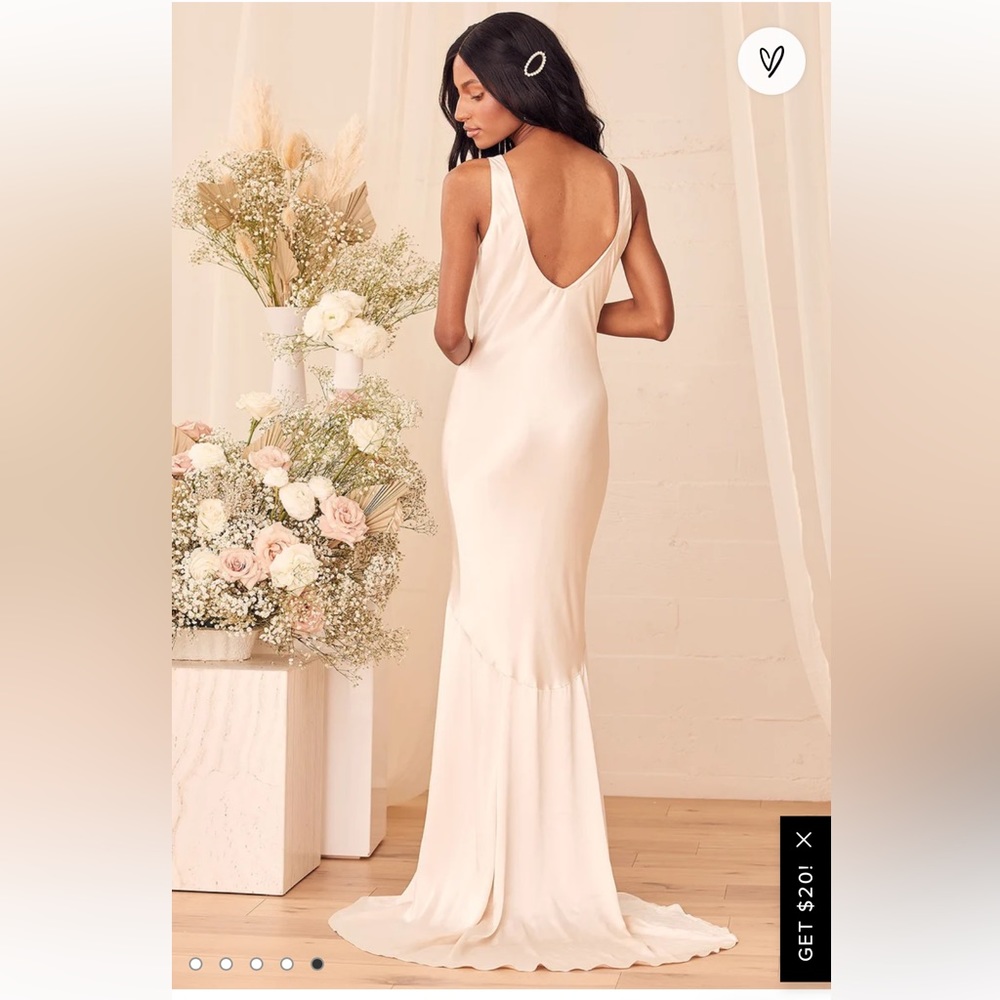 Lulu's Ivory Satin Slip Mermaid Gown - Picture 2 of 16